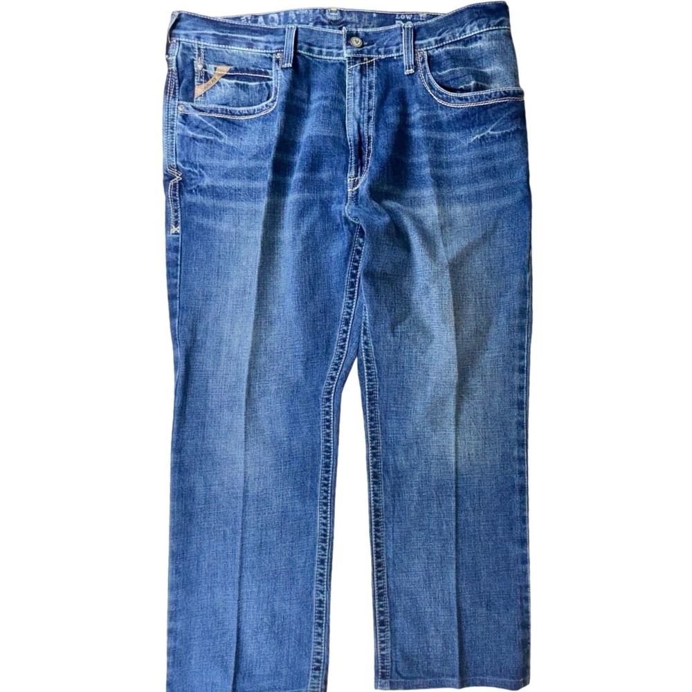 Ariat M4 Low Rise Boot Cut Jeans Men's 40x30 Blue Denim Western Work Wear